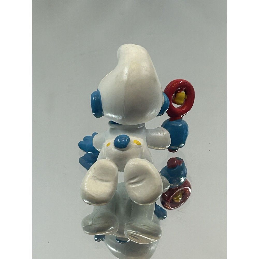 Smurfs Baby Smurf White Pajamas Rattle Vintage Figure  Toy Peyo Figurine‎ - Picture 3 of 5
